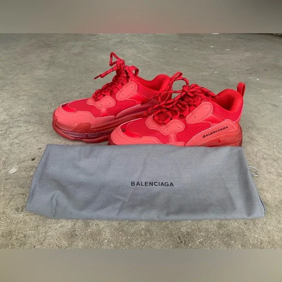 Balenciaga Triple S Clear Sole Sneakers in Red sz 5 (38)